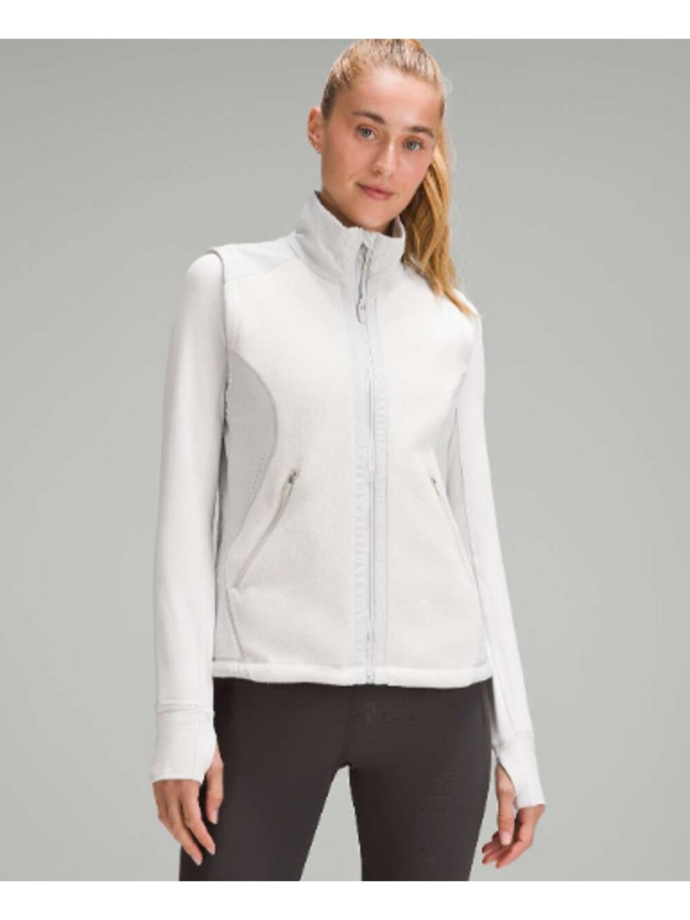 Lululemon Fleece-Lined Running Vest Bone / Vapor 10 Athletic Walking